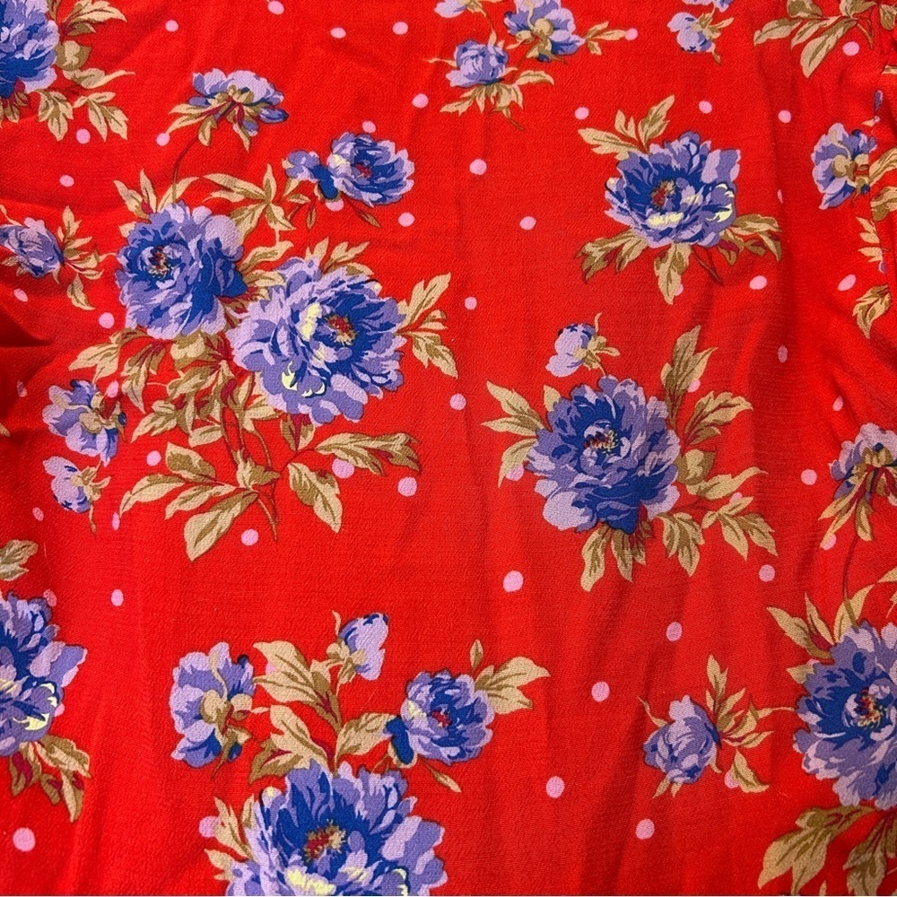 Zara Red Floral Wrap Sleeved Summer Dress - XS - Picture 3 of 10